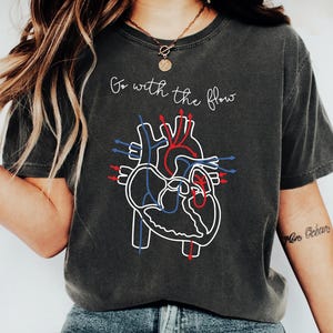 Retro Comfort Go With The Flow T Shirt, Nurse Shirt, CVICU Nurse Gift For Women, Nurse Appreciation Gift, Cardiac Nurse Shirt, EKG Tech Tee