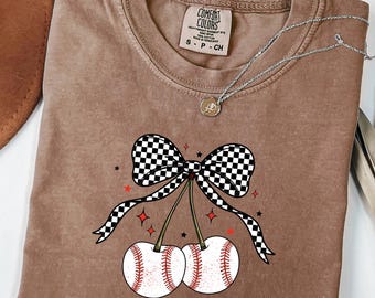 Comfort Colors® Cherry-T-shirt, Coquette Mickey Bow-T-shirt, Valentijnsdagcadeau voor vrouw, Disney Cherry-babyshirt