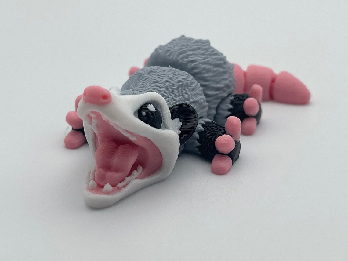 Opossum Articulated 3D Printed Fidget Figurine, Sensory Desk