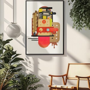 Gran tótem - Impresión artística de collage de madera minimalista moderno