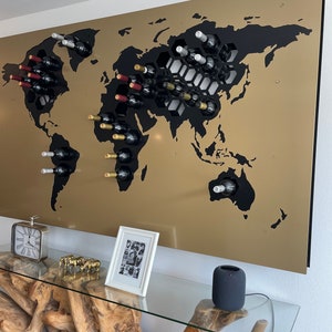Einzigartiger Stahl Weinregal, Weltkarte Weinregal, Hochzeitsgeschenk.