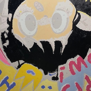 Met de hand gemaakt digitaal cartoonolieverfschilderij, met de hand geschilderd, met de hand gekleurd schilderij.