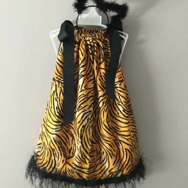 WASHABLE...Tiger Dress with Ears