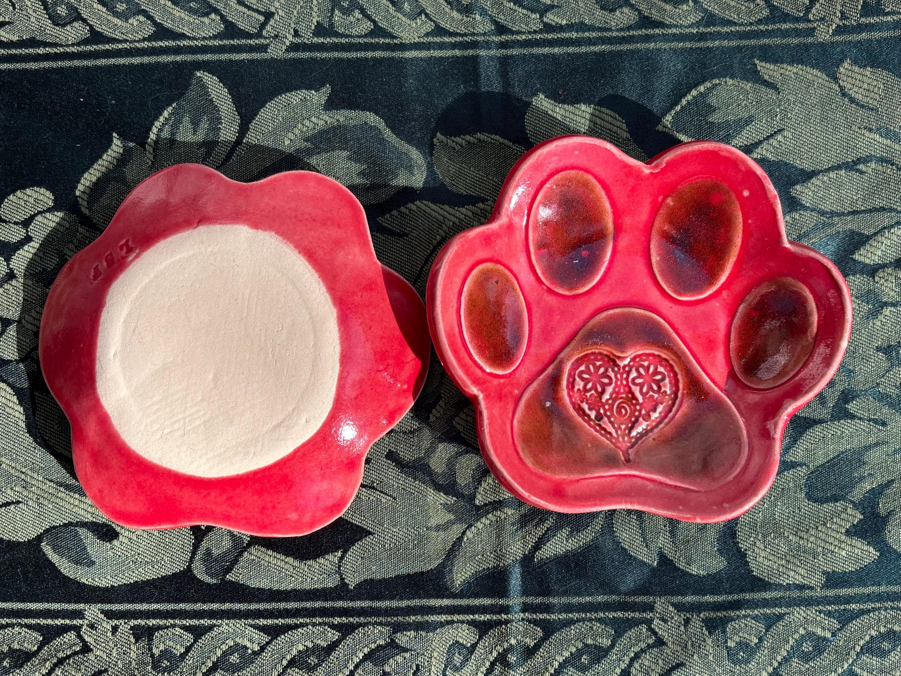 Ceramic Paw Print Spoon Rest, Handmade Pottery, Tea Bag Plate, Multi ...