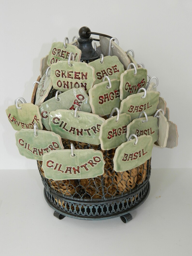 Set of 4 Herb Markers Ceramic/garden Decor/ Garden Gifts/ Vegetable ...