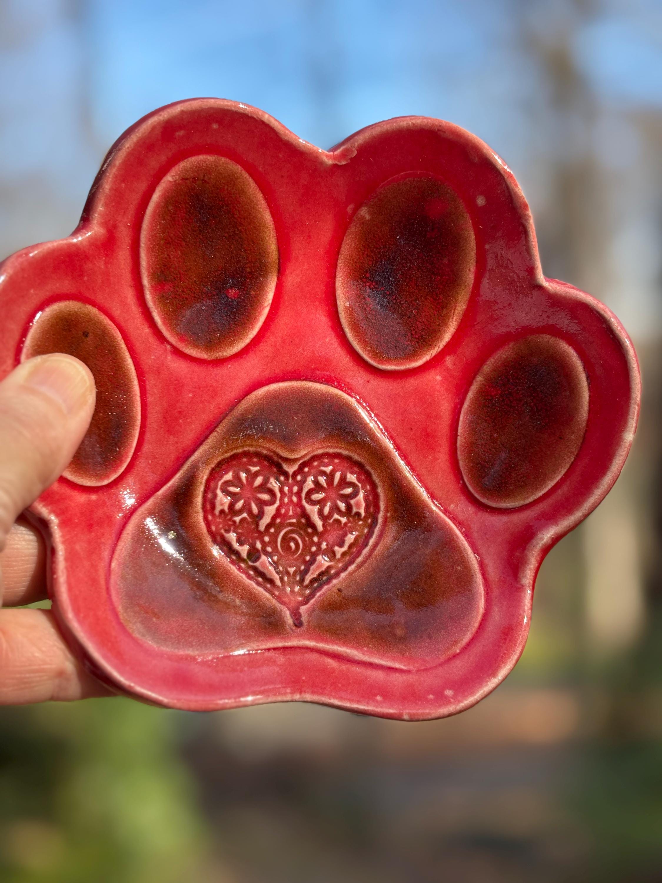 Ceramic Paw Print Spoon Rest, Handmade Pottery, Tea Bag Plate, Multi ...