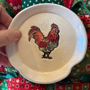Melamine Spoon Rest - Cockerel & Hen Farm Design By Leonardo, Kitchen Utensil Rest