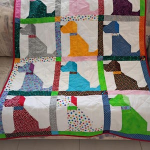 Dog Baby Quilt, Handmade Baby quilt, quilts for sale, crib quilt, Baby Boy bedding, Baby girl quilt, scraps, toddler, lap Puppy Love2 image 12