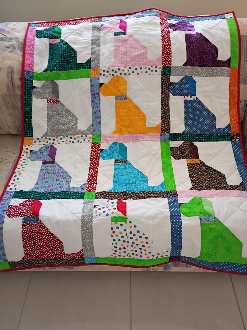 Dog Baby Quilt, Handmade Baby quilt, quilts for sale, crib quilt, Baby Boy bedding, Baby girl quilt, scraps, toddler, lap Puppy Love2 image 12