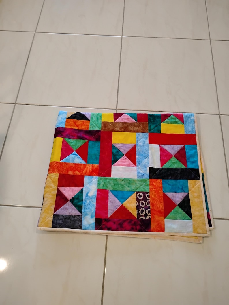 Handmade Batik Baby Quilt, quilts for sale, Scrap quilt, Lap quilt, Baby Boy or girl bedding,bright colors quilt, crib toddler,All Shook up2 image 8