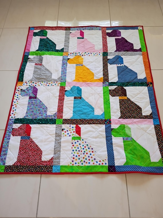 Dog Baby Quilt, Handmade Baby quilt, quilts for sale, crib quilt, Baby Boy bedding, Baby girl quilt, scraps, toddler, lap Puppy Love2