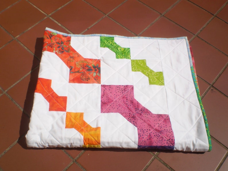 bright primary colors baby boy or girl batik quilt bedding quilts for sale Rainbow Farfale Rainbow Baby Quilt wall hanging handmade