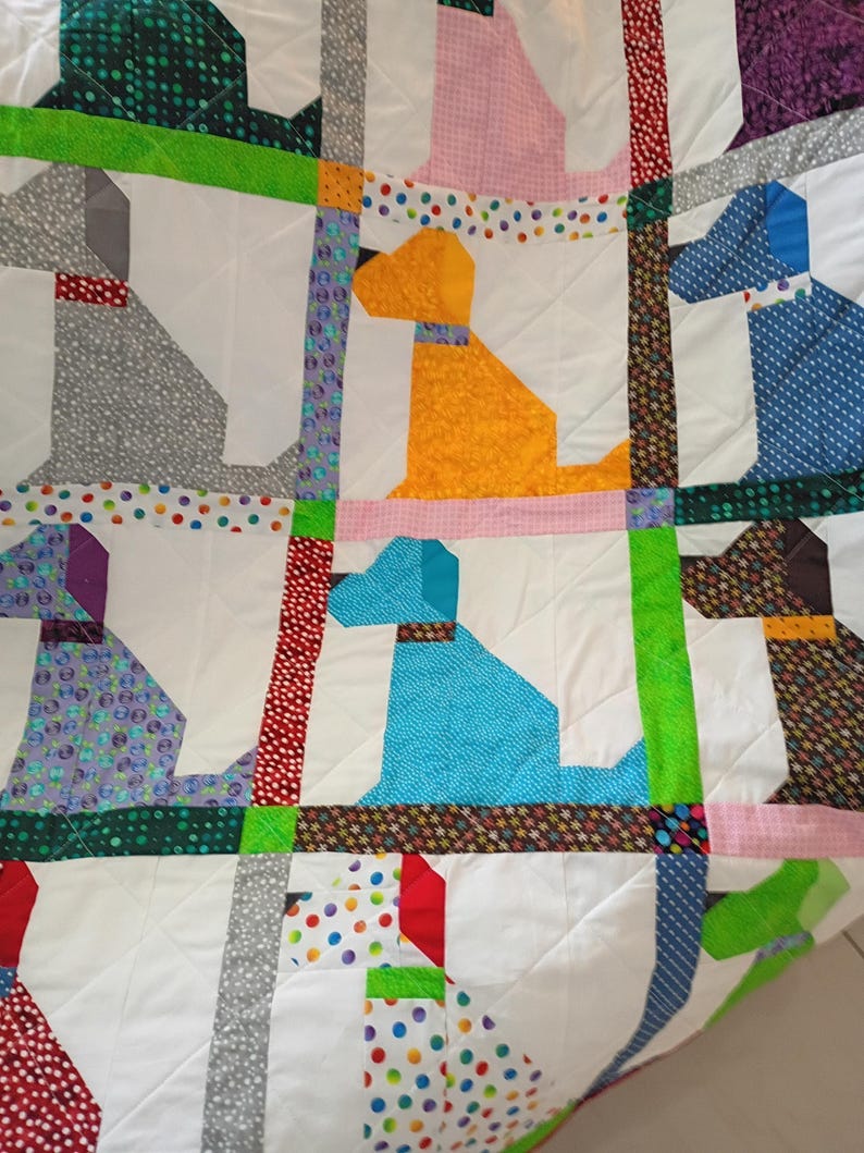 Dog Baby Quilt, Handmade Baby quilt, quilts for sale, crib quilt, Baby Boy bedding, Baby girl quilt, scraps, toddler, lap Puppy Love2 image 9