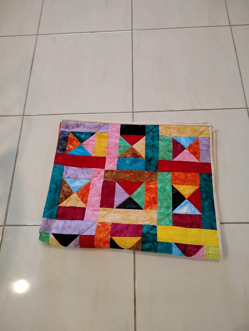 Handmade Batik Baby Quilt, quilts for sale, Scrap quilt, Lap quilt, Baby Boy or girl bedding,bright colors quilt, crib toddler,All Shook up2 image 9