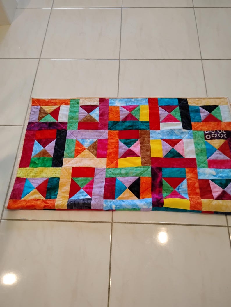 Handmade Batik Baby Quilt, quilts for sale, Scrap quilt, Lap quilt, Baby Boy or girl bedding,bright colors quilt, crib toddler,All Shook up2 image 5