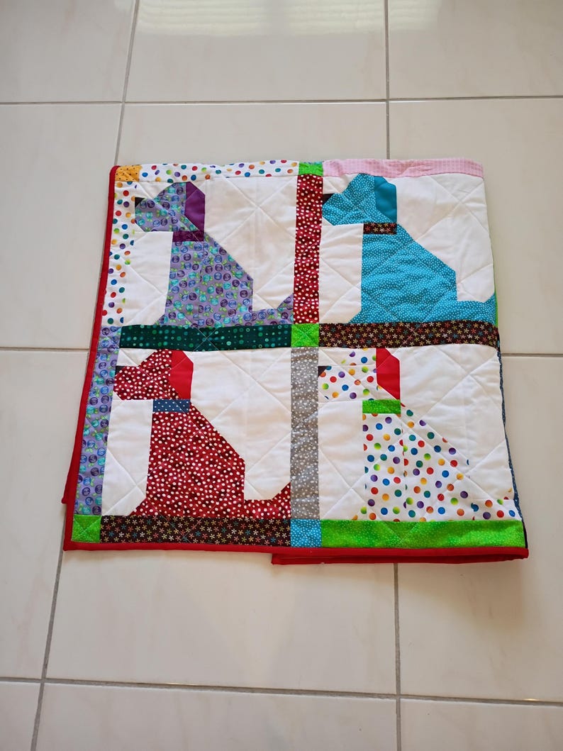 Dog Baby Quilt, Handmade Baby quilt, quilts for sale, crib quilt, Baby Boy bedding, Baby girl quilt, scraps, toddler, lap Puppy Love2 image 4