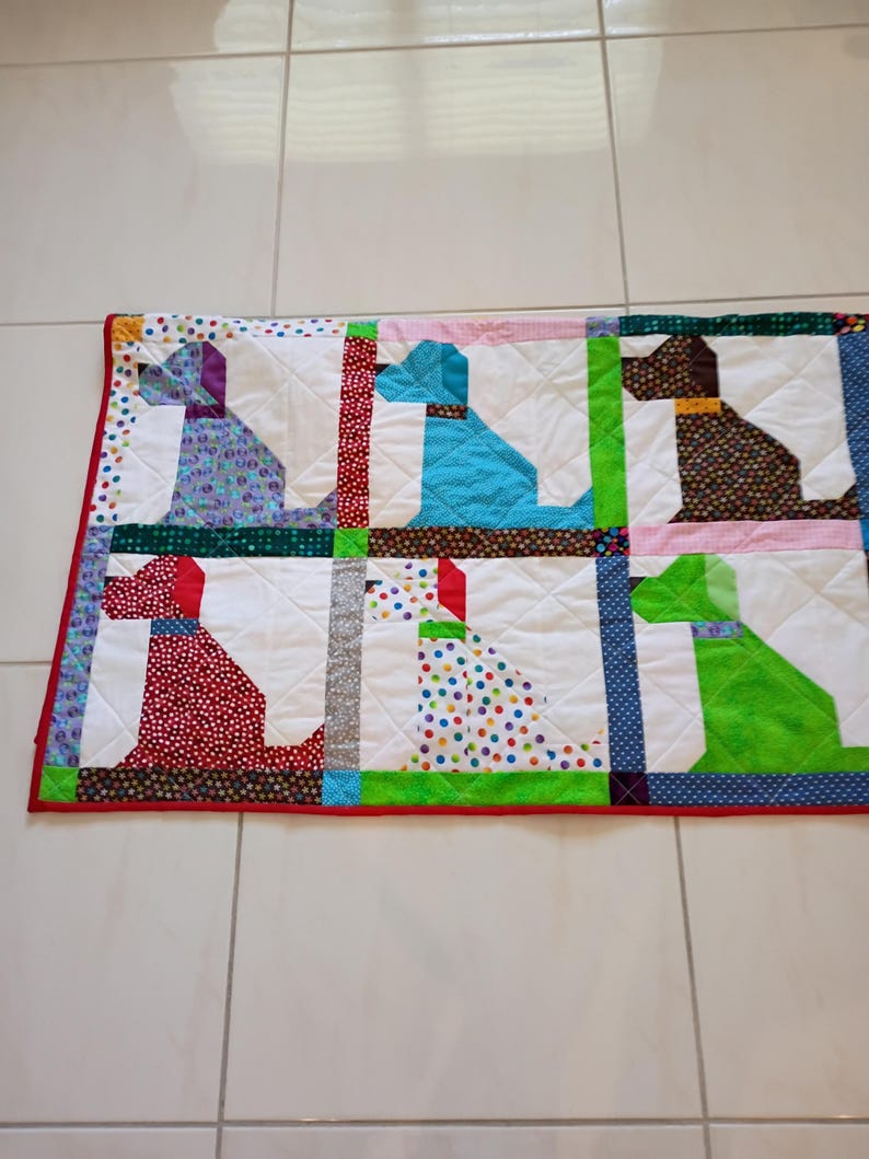 Dog Baby Quilt, Handmade Baby quilt, quilts for sale, crib quilt, Baby Boy bedding, Baby girl quilt, scraps, toddler, lap Puppy Love2 image 7