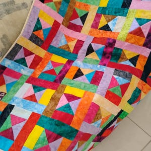 Handmade Batik Baby Quilt, quilts for sale, Scrap quilt, Lap quilt, Baby Boy or girl bedding,bright colors quilt, crib toddler,All Shook up2 image 4