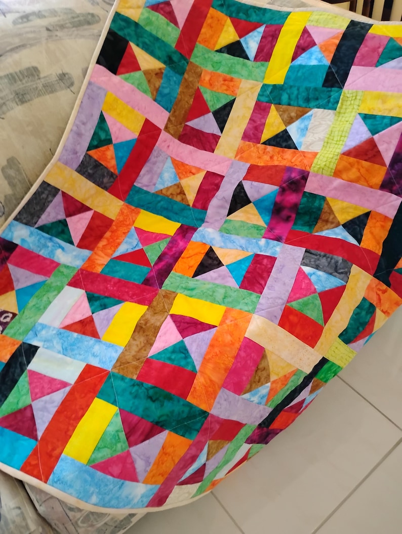 Handmade Batik Baby Quilt, quilts for sale, Scrap quilt, Lap quilt, Baby Boy or girl bedding,bright colors quilt, crib toddler,All Shook up2 image 4