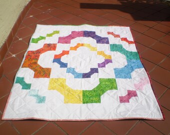 Handmade Batik Baby, crib, toddler , baby quilt for sale, Bright Nursery Bedding, Rainbow farfale