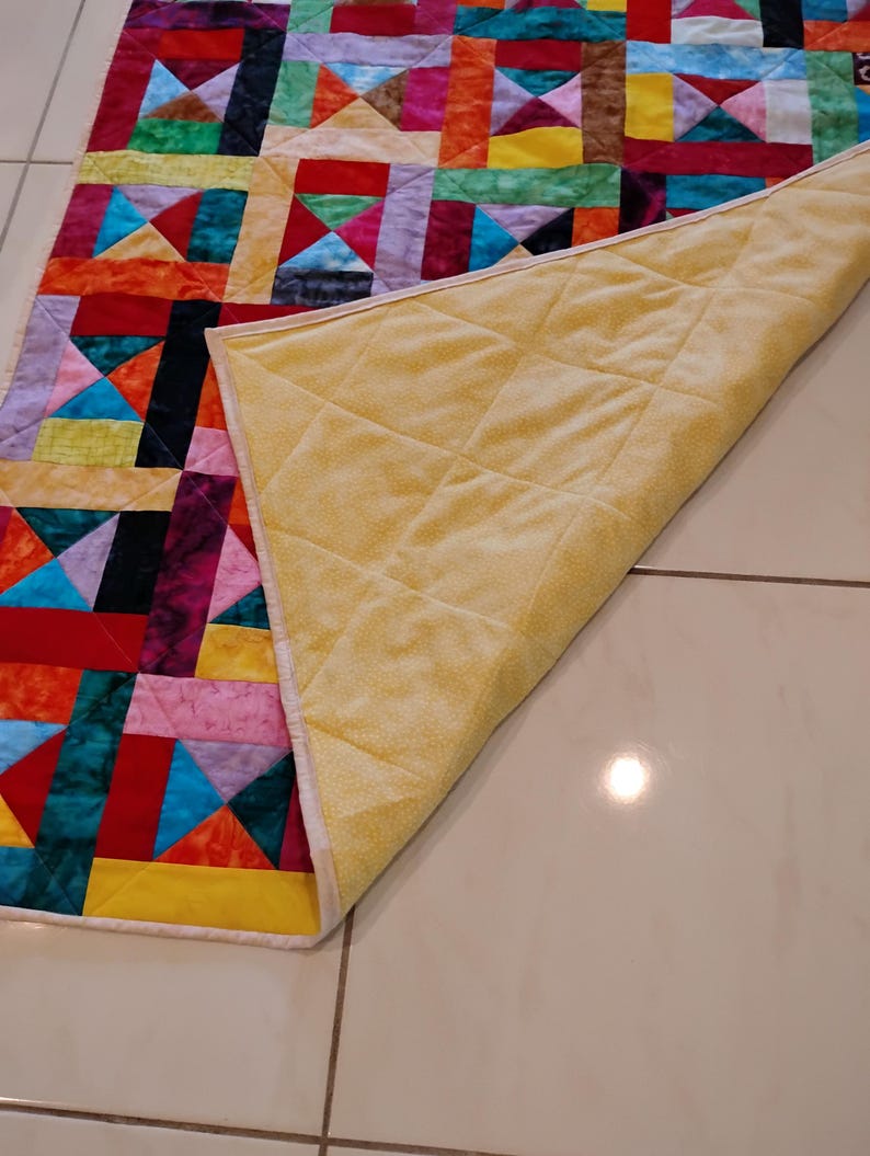 Handmade Batik Baby Quilt, quilts for sale, Scrap quilt, Lap quilt, Baby Boy or girl bedding,bright colors quilt, crib toddler,All Shook up2 image 13