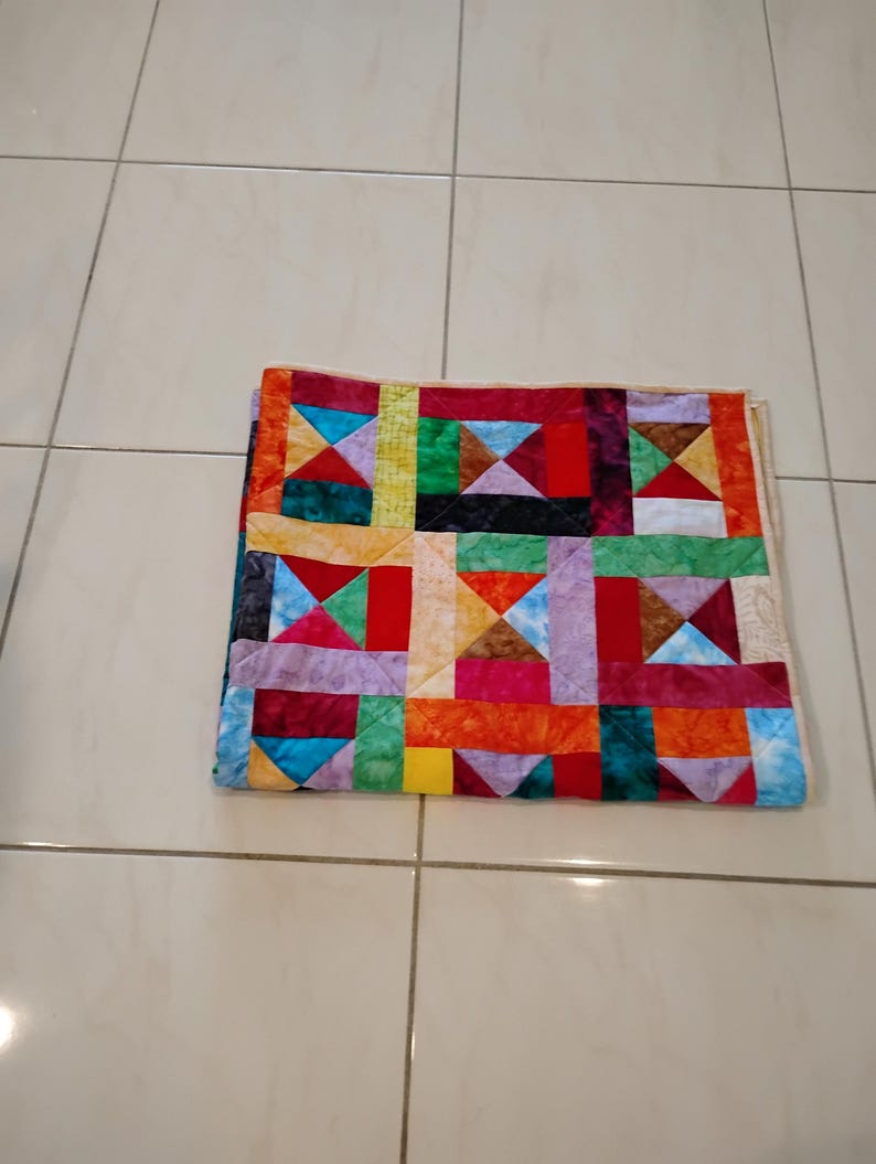 Handmade Batik Baby Quilt, quilts for sale, Scrap quilt, Lap quilt, Baby Boy or girl bedding,bright colors quilt, crib toddler,All Shook up2 image 7