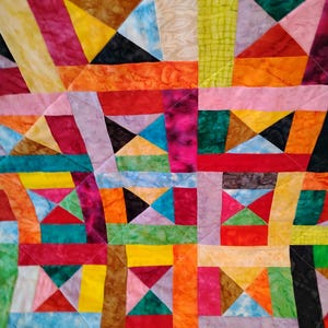 Handmade Batik Baby Quilt, quilts for sale, Scrap quilt, Lap quilt, Baby Boy or girl bedding,bright colors quilt, crib toddler,All Shook up2 image 12