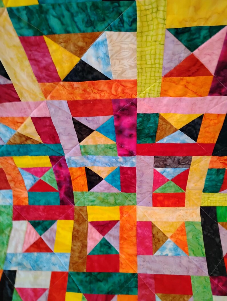 Handmade Batik Baby Quilt, quilts for sale, Scrap quilt, Lap quilt, Baby Boy or girl bedding,bright colors quilt, crib toddler,All Shook up2 image 12