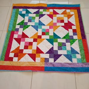 Handmade Batik baby quilt, Quilts for sale, Baby boy girl quilt bedding, Lap,star, patchwork, bright primary colors, toddler, Batik Beauty