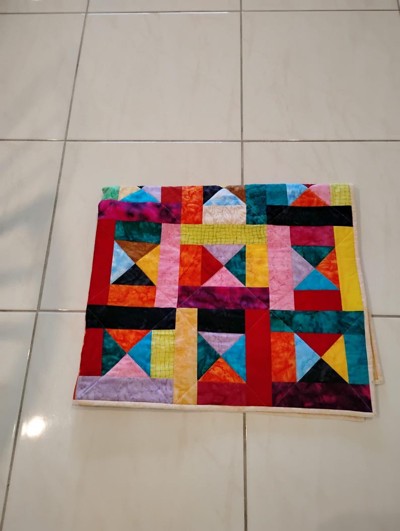 Handmade Batik Baby Quilt, quilts for sale, Scrap quilt, Lap quilt, Baby Boy or girl bedding,bright colors quilt, crib toddler,All Shook up2 image 10