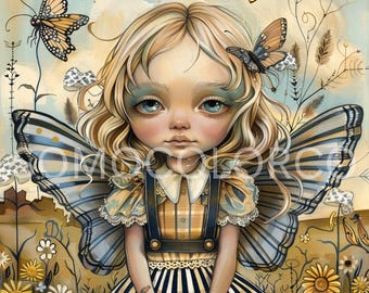 Sommer Fee Lady 4 PNG | Fantasy Fee Clipart | Mystische weibliche Feen-Kunst | Wunderlich Fee Digital Download | Zauberhafte Fee Illustration