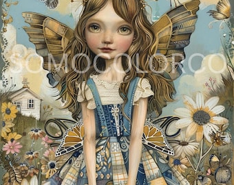 Sommer Feen Dame 2 PNG | Fantasy Fee Clipart | Mystische weibliche Feen-Kunst | Wunderlich Fee Digital Download | Magische Fee Illustration