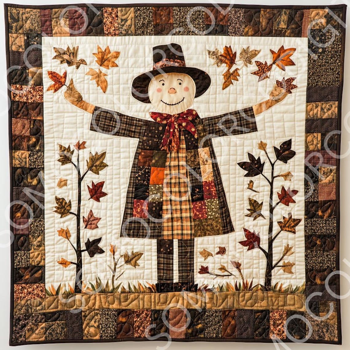 6 Fall Leaf Quilts Png(s), Whimsical, Primitive Farmhouse, Instant ...