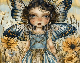 Sommer Feen Dame 9 PNG | Fantasy Fee Clipart | Mystische weibliche Feen-Kunst | Wunderlich Fee Digital Download | Zauberhafte Fee Illustration