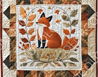 6 Quilted Fox png, wunderlich, primitives Bauernhaus, Sofort Download, bedruckbar, Sublimation, Decoupage, Basteln, Junk Journals. Ohne Muster
