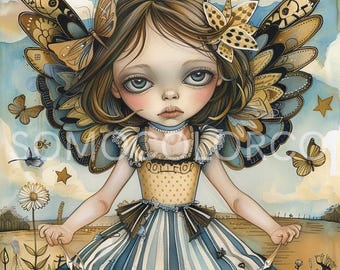 Sommer Fee Dame 1 PNG | Fantasy Fee Clipart | Mystische weibliche Feen-Kunst | Wunderlich Fee Digital Download | Zauberhafte Fee Illustration
