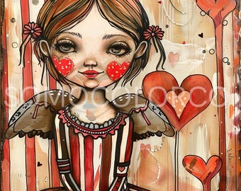 Herz Fee Lady 2 PNG |Fantasy Fairy Clipart | Mystische weibliche Fee Kunst | Wunderliche Fee Digital Download | Zauberhafte Fee Illustration |Liebe