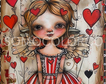 Herz Fee Lady 1 PNG |Fantasy Fairy Clipart | Mystische weibliche Fee Kunst | Wunderliche Fee Digital Download | Zauberhafte Fee Illustration |Liebe