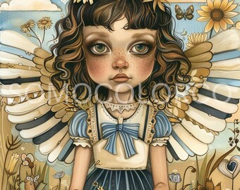 Sommer Fee Lady 5 PNG | Fantasy Fee Clipart | Mystische weibliche Feen-Kunst | Wunderlich Fee Digital Download | Zauberhafte Fee Illustration