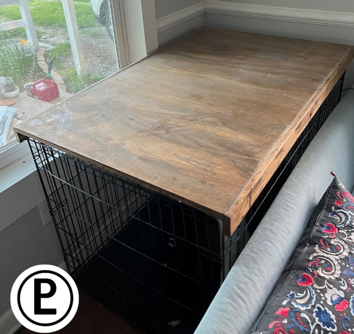 Dog Kennel Wooden Crate Topper - Etsy - Dog Crate Toppers For Exterior Design Inspiration
