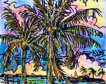 Florida Sunset - Palm Trees in Saint Petersburg - Print of Original - By Leah Reynolds