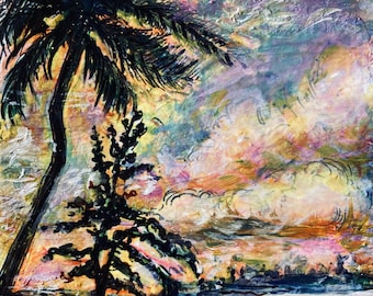 Florida Sunset - Art Print - Wall Art - Reproduction of Original - By Leah Reynolds