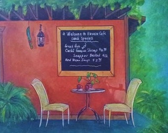 Wall Art - Cafe - Everglades - Reproduction of Original Acrylic Painting - Florida - Leah Reynolds