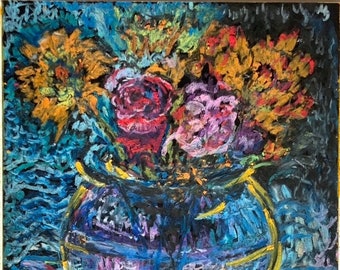 Wall Art - Art Print - After the Van Gogh Immersion - Floral Still Life - Oil Pastel