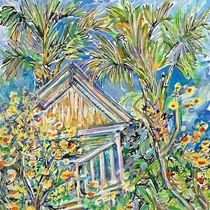 Ramshackle in Charleston, South Carolina - reproduction of original painting by Leah Reynolds - 8 x 10 Matted to 11 x 14