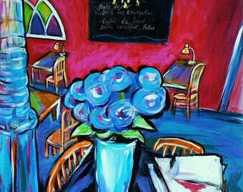 Oryginalny obraz-Wall art Francja-malarstwo Francji-Cafe-Saint Remy de Provence, Francja-van Gogh-Wall art Flowers