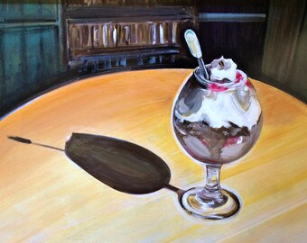 Wall Art - Original Acrylic Painting -Dessert Art - Glass - Still Life - Leah Reynolds