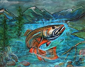 Kenai River, Alaska - Fishing in Alaska - 8x10 Reproduction of Original Painting