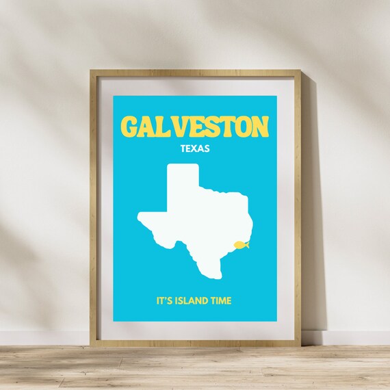 Galveston Texas Map Art Print, Minimalist Beach House Decor (Digital Download)