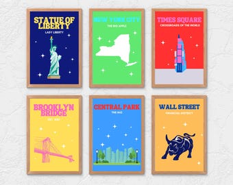 NYC landmark Art Print Set, posters New York City (digitale download)